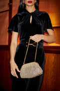 Yumi Gold Rhinestone Clutch Bag - QHA UK