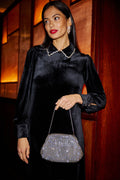 Yumi Silver Rhinestone Clutch Bag - QHA UK