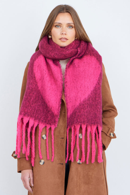 Yumi Pink Heart Super Fluffy Scarf - QHA UK