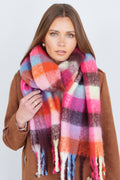 Yumi Colour Block Super Fluffy Scarf - QHA UK