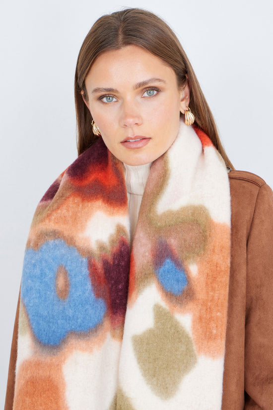 Yumi Multi Colour Swirl Fluffy Scarf - QHA UK