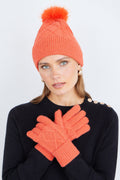 Yumi Orange Cable Knitted Gloves - QHA UK