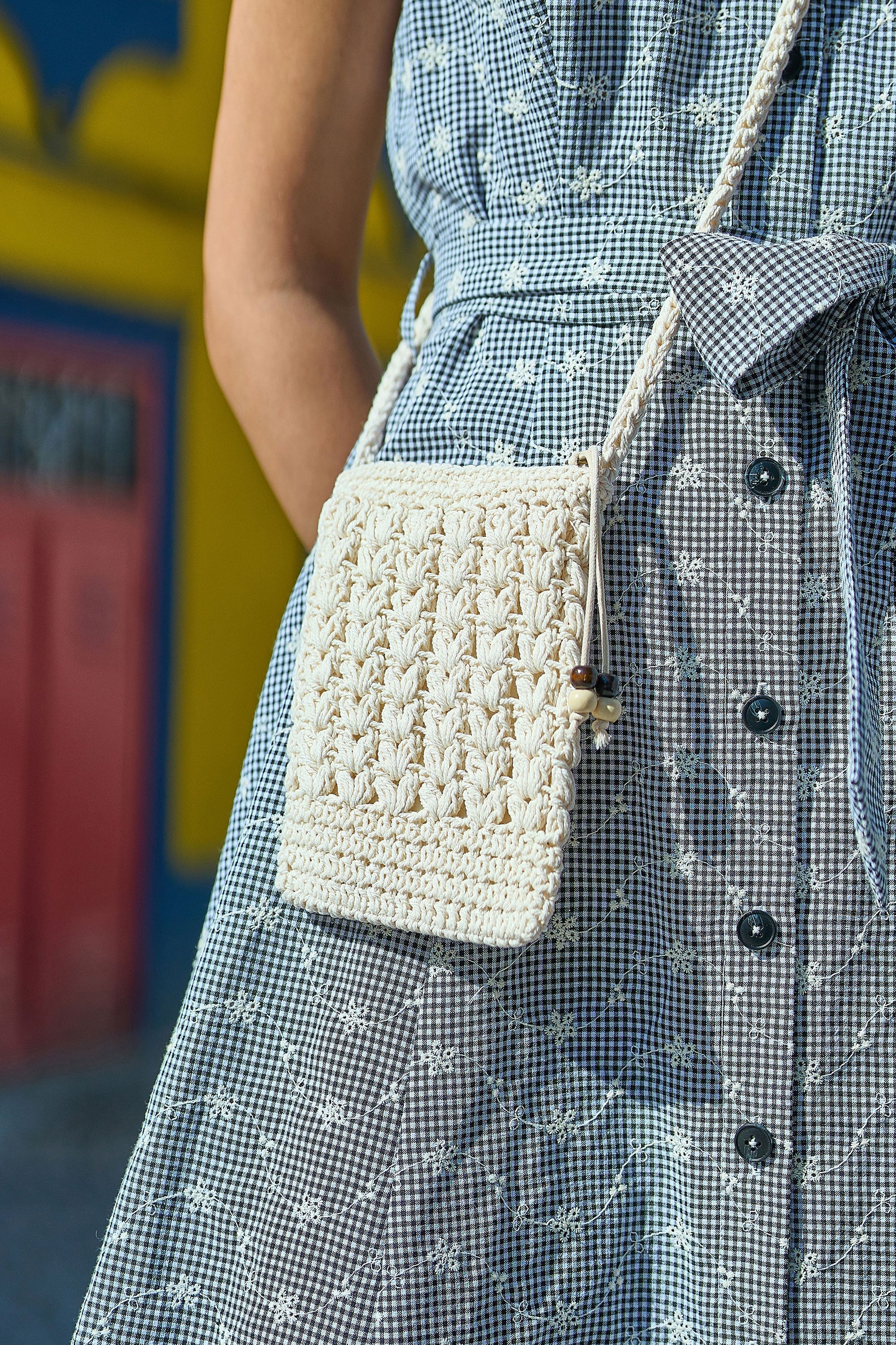 Yumi Ivory Crochet Small Cross Body