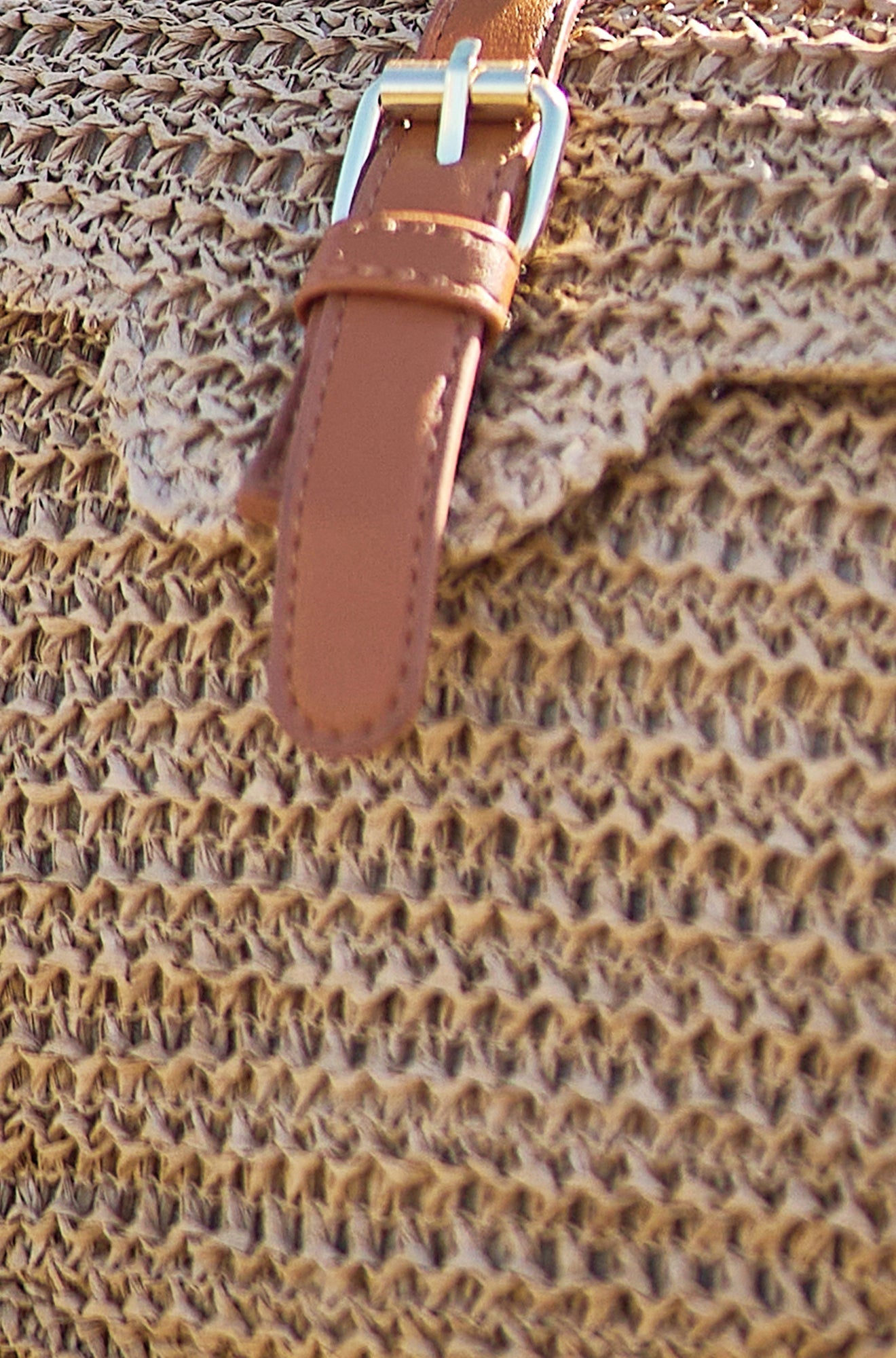 Yumi Brown Woven Rattan Handbag With Buckle - QHA UK