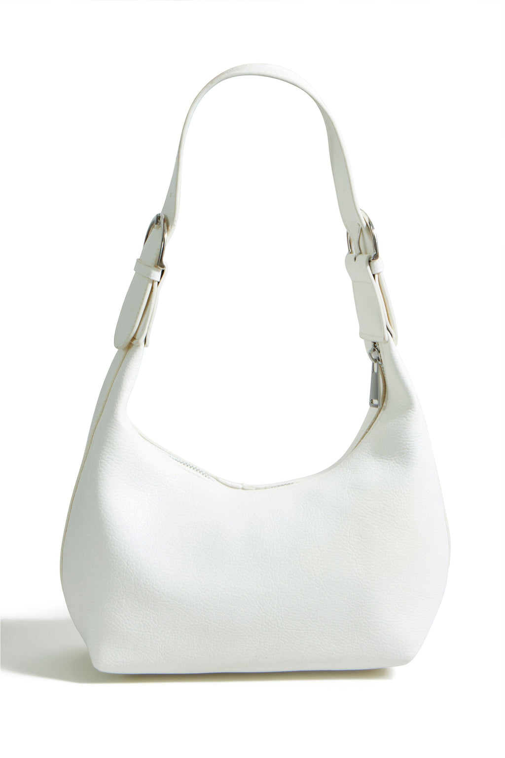Yumi Ivory Shoulder Scoop Bag With Buckle