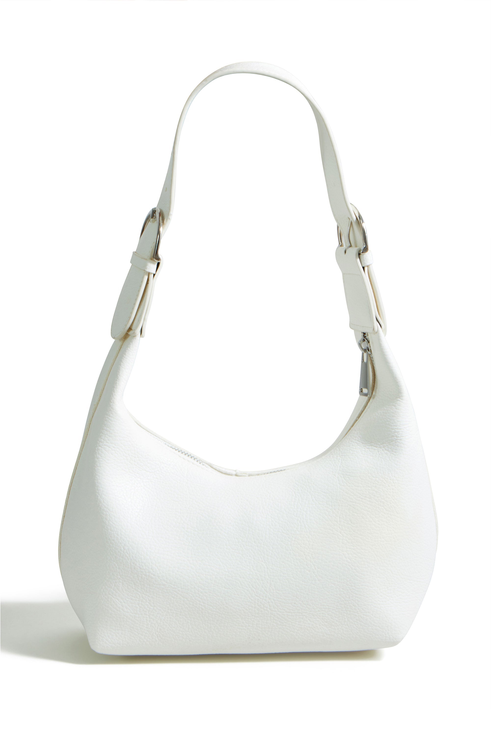 Yumi Ivory Shoulder Scoop Bag With Buckle