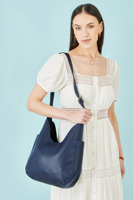 Yumi Navy Shoulder Bag With Detachable Inside Purse - QHA UK