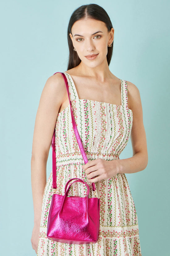Yumi Pink Metallic Small Tote Bag - QHA UK