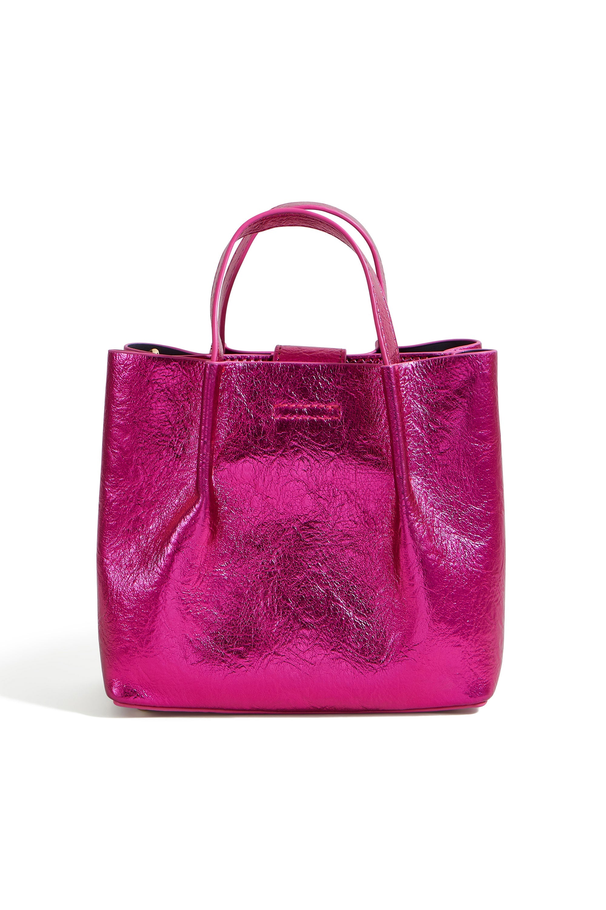 Yumi Pink Metallic Small Tote Bag