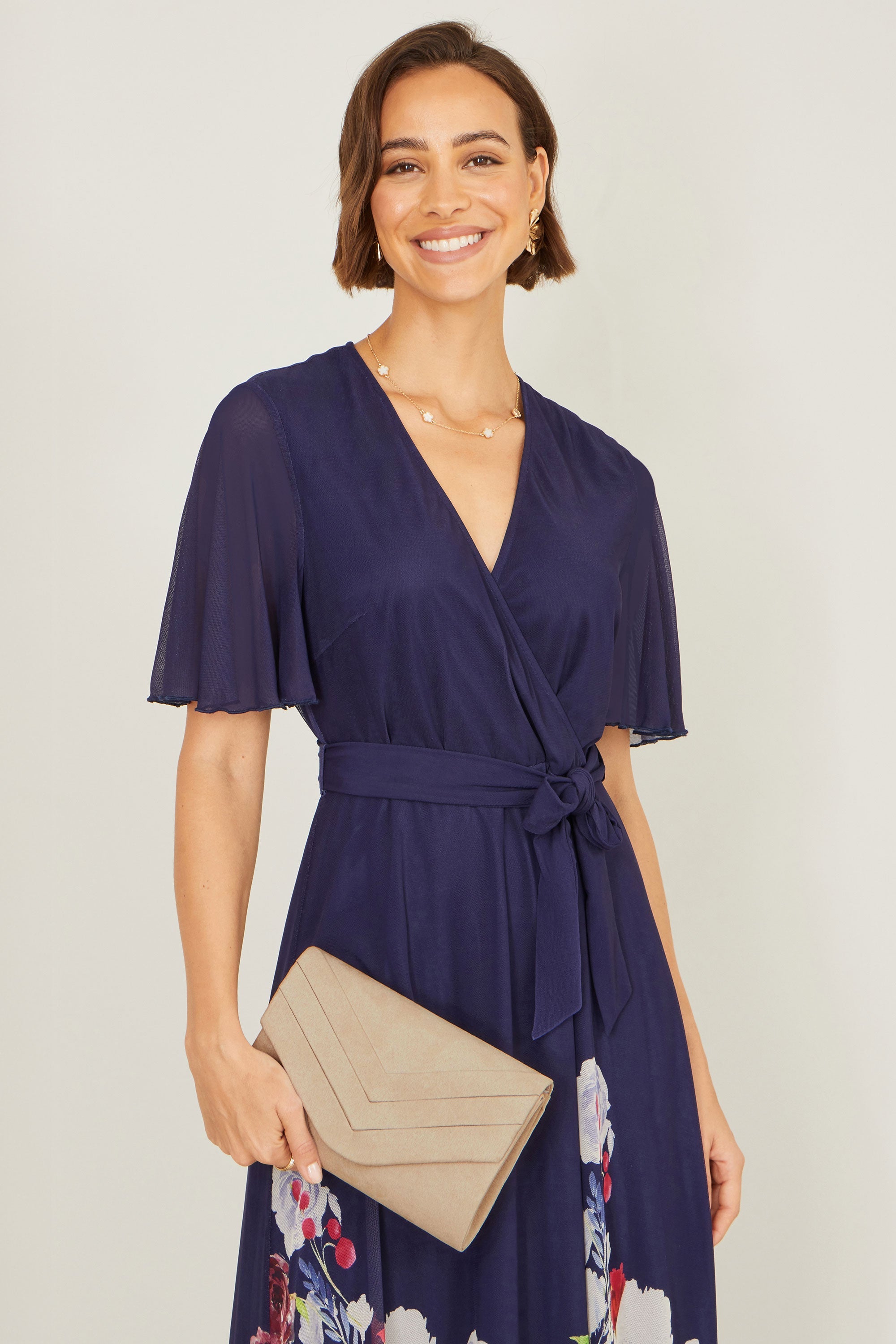 Yumi Ivory Shimmer Envelope Clutch Bag