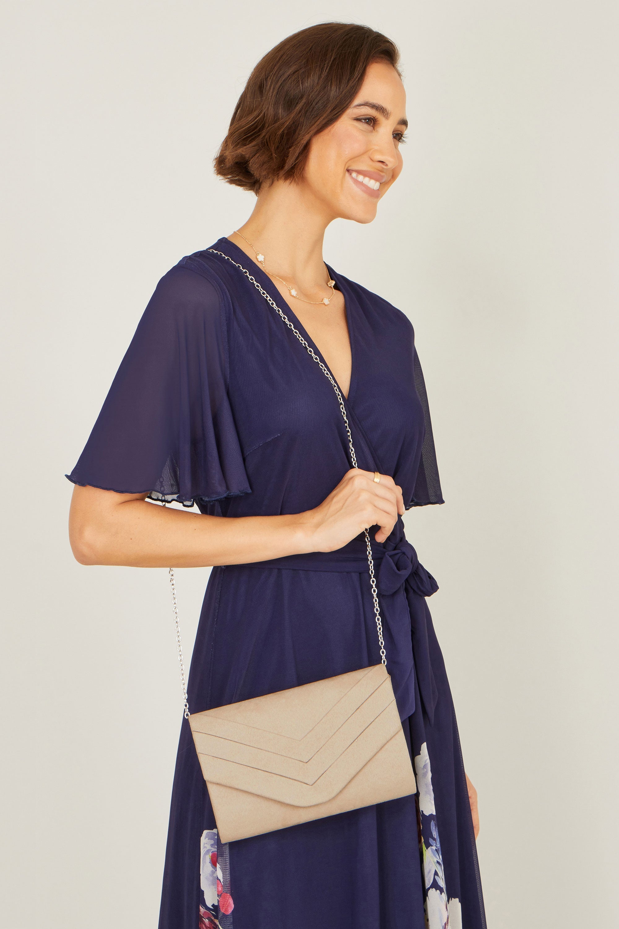 Yumi Ivory Shimmer Envelope Clutch Bag