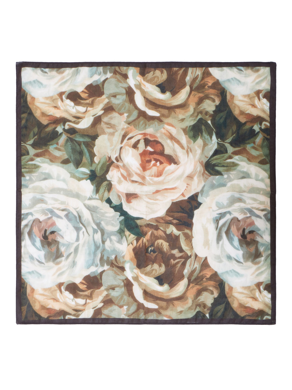 Yumi Brown Viscose Autumnal Floral Scarf