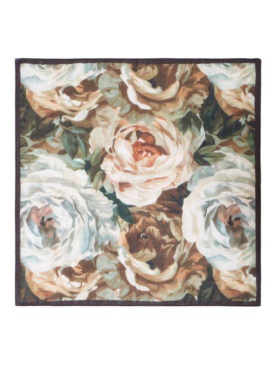 Yumi Brown Viscose Autumnal Floral Scarf - QHA UK