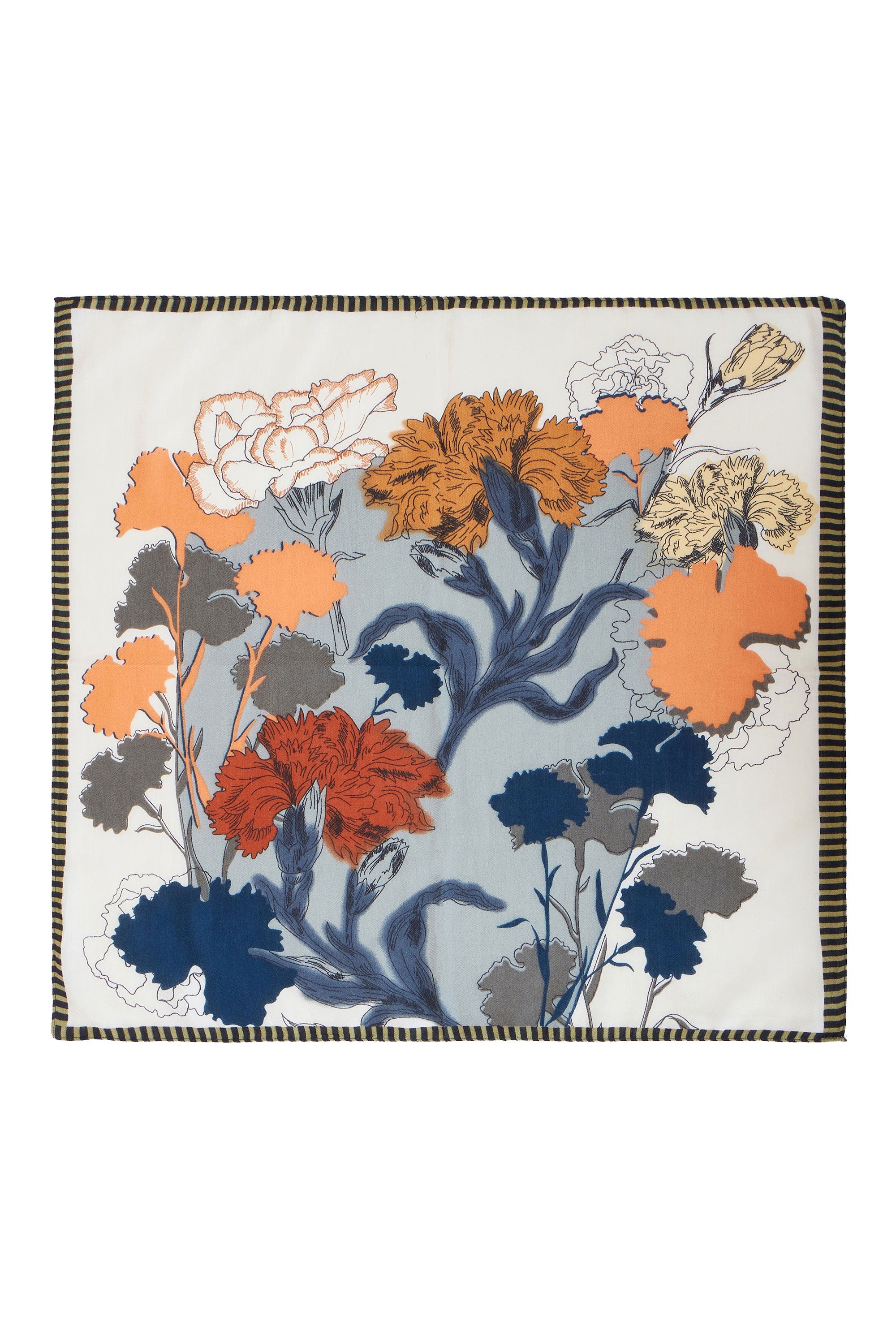 Yumi Blue Viscose Placement Floral Scarf