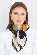 Yumi Green Viscose Placement Floral Scarf - QHA UK