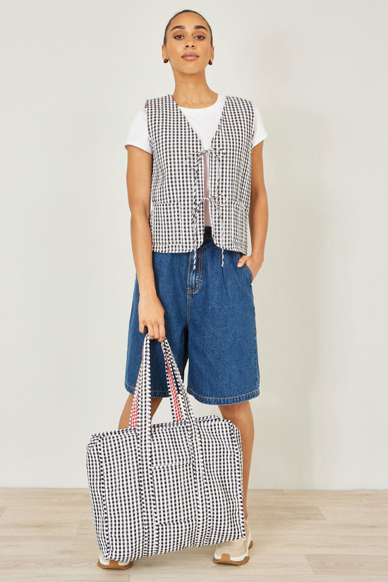 Yumi Black Gingham Quilted Shopper Bag - QHA UK