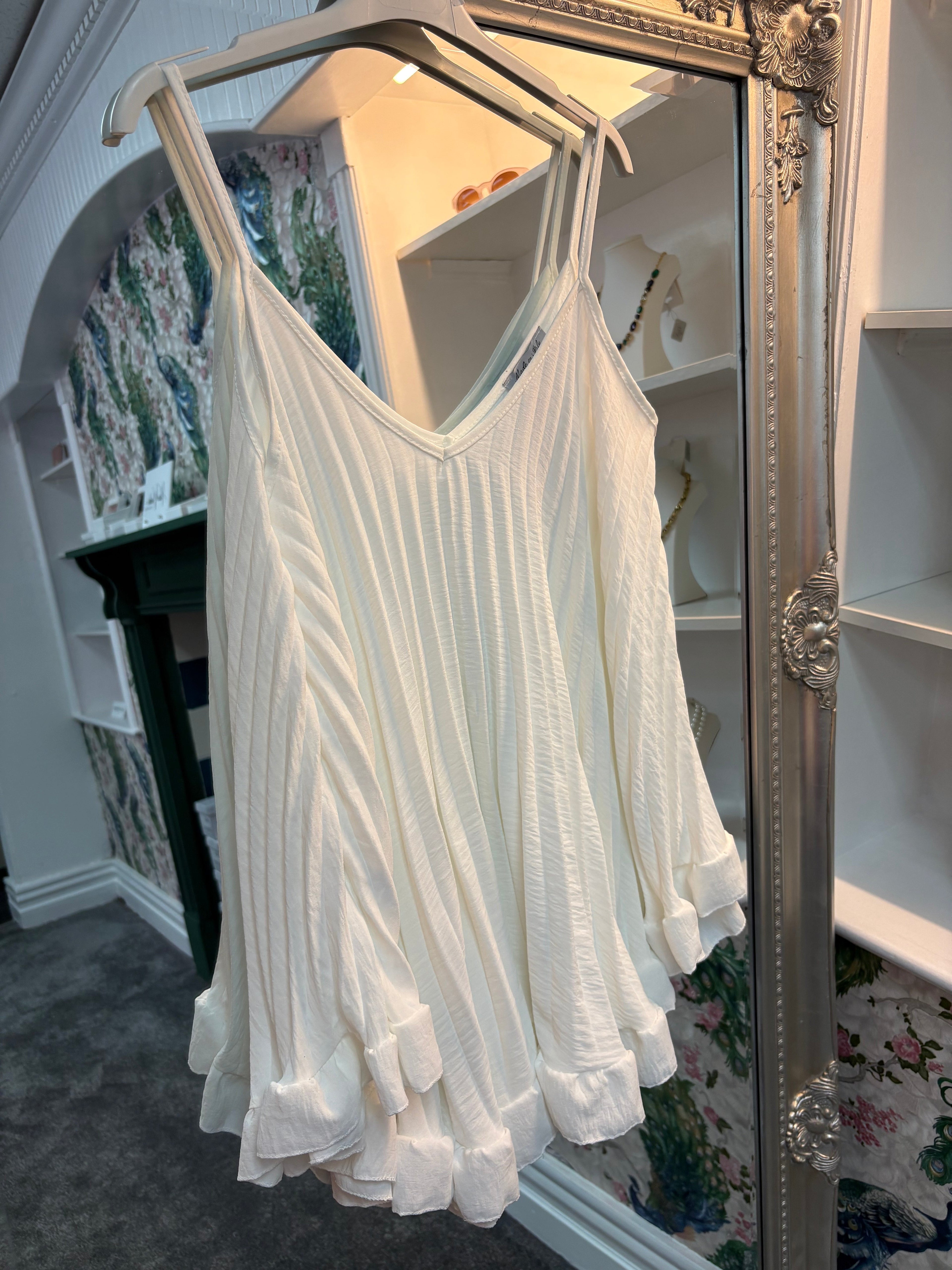 Pleated Strappy Top | Flowy Cami One Size Fits 8–22 | Summer Occasion Wear