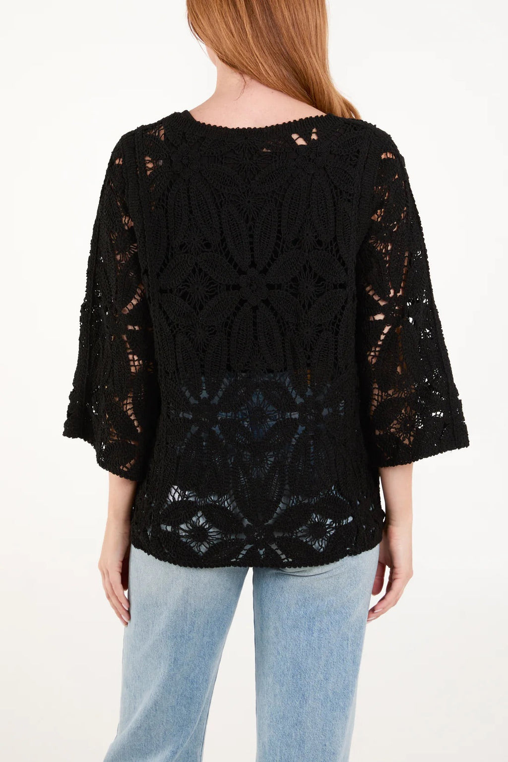 Black Wild Flower Crochet Top – Available in S/M and M/L