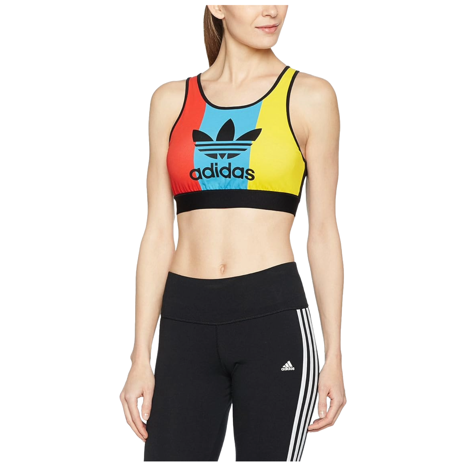 Adidas Originals Women's Colorblock Trefoil Crop Top Bra, Cotton Blend AY9450