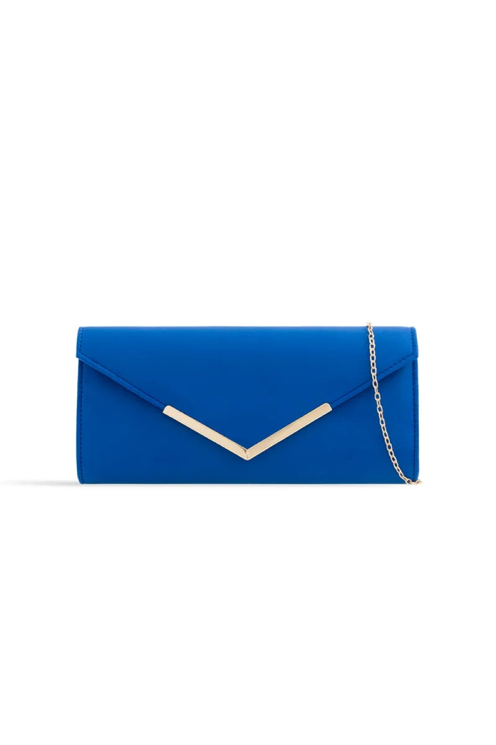 Royal Blue Suede Envelope Clutch Bag