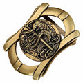QHA Mens Antique Brass Dragon & Tiger Sword Belt Buckle, Fits 38mm Belts B08 - QHA UK