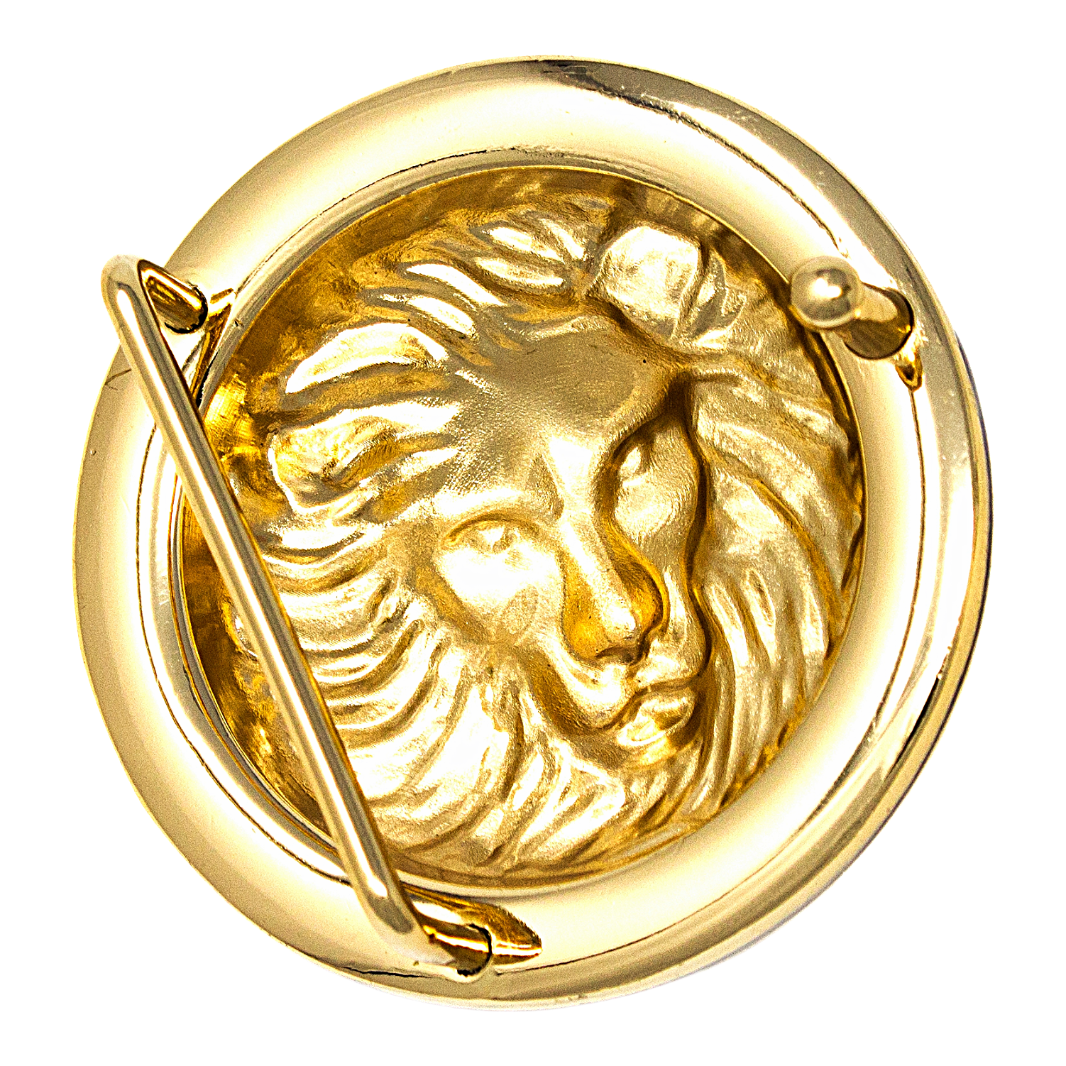 QHA Unisex Gold Lion Head Round Belt Buckle with Crystal Border Fits 38mm B15