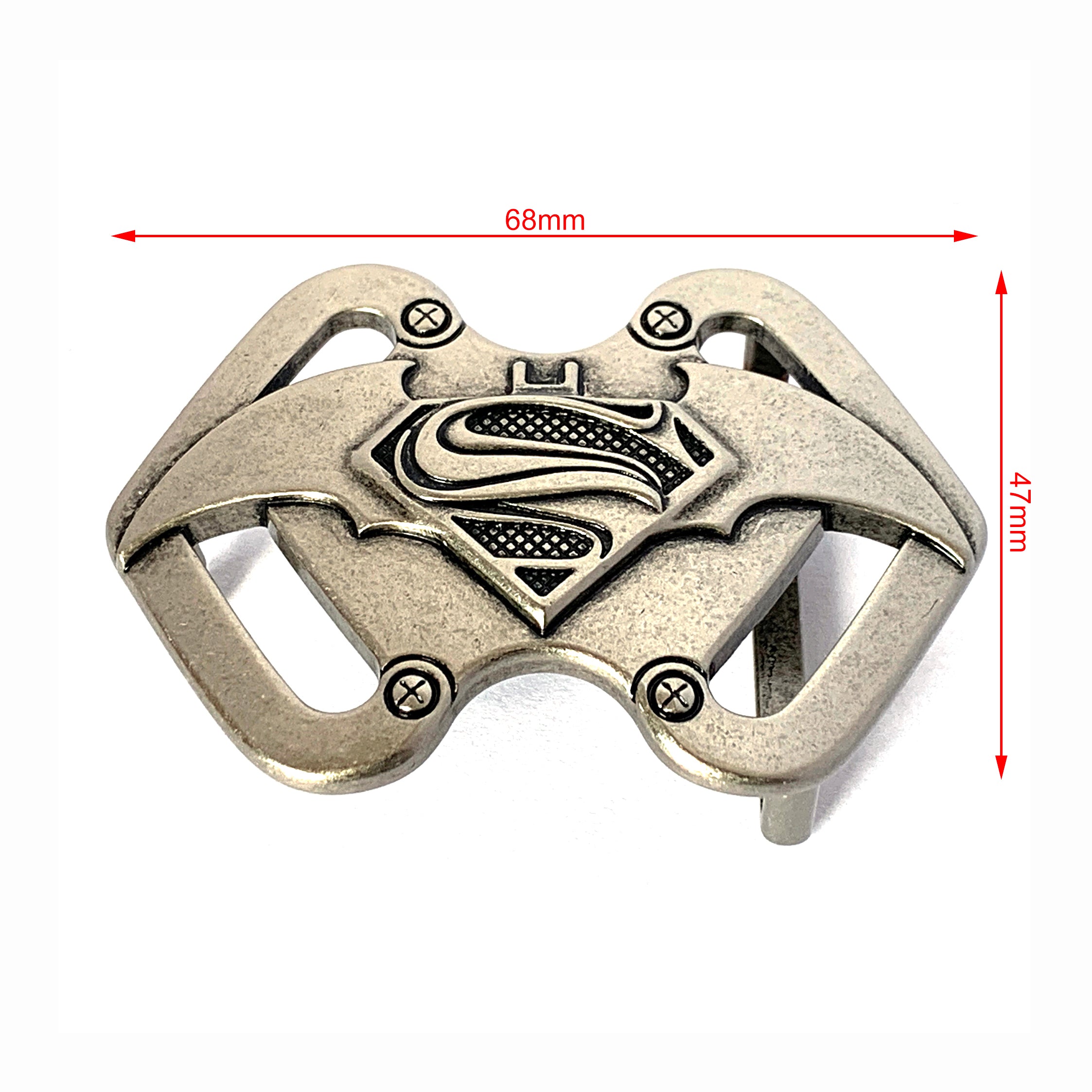QHA Mens Antique Silver Batman Superman Hybrid Belt Buckle Fits 38mm Belts B16