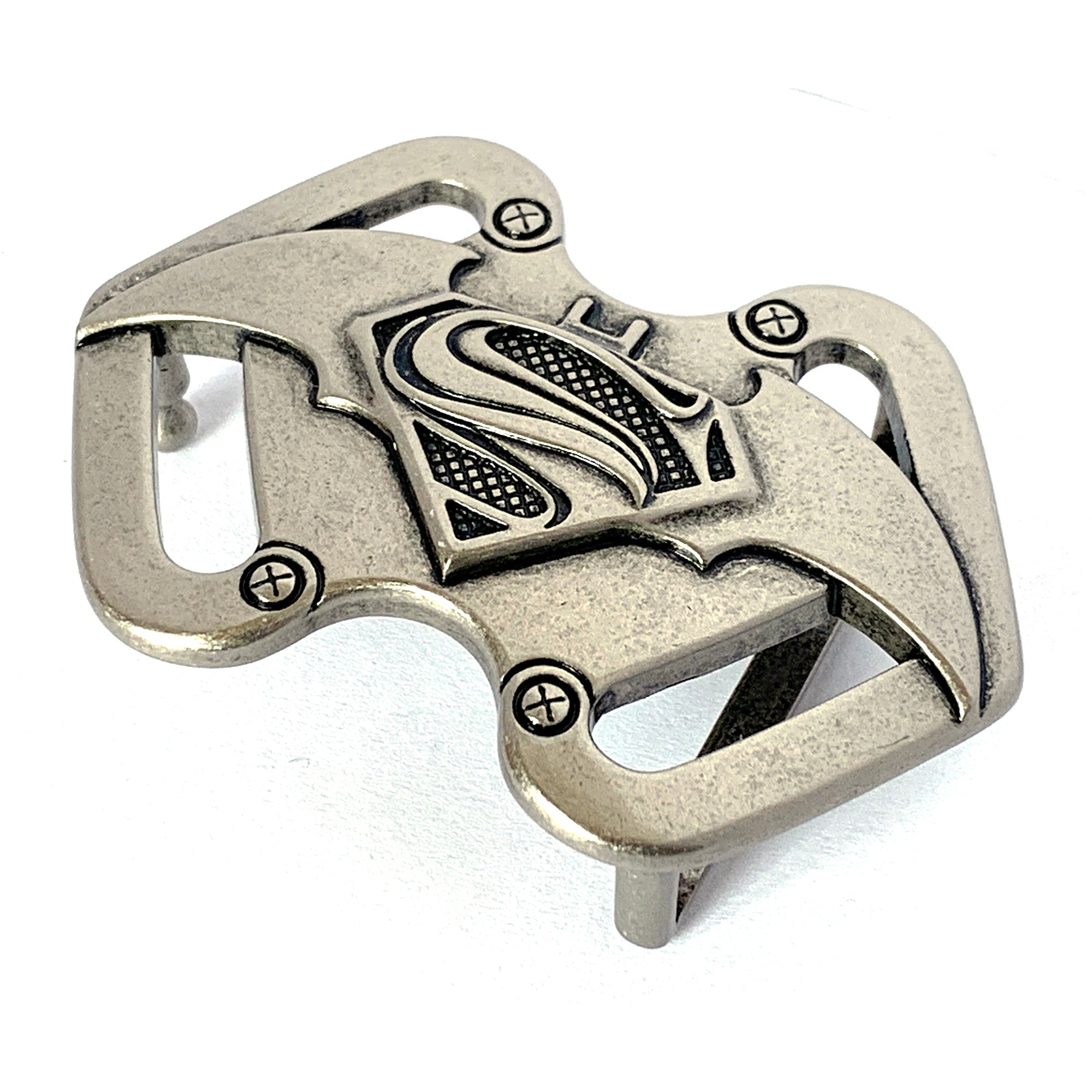 QHA Mens Antique Silver Batman Superman Hybrid Belt Buckle Fits 38mm Belts B16
