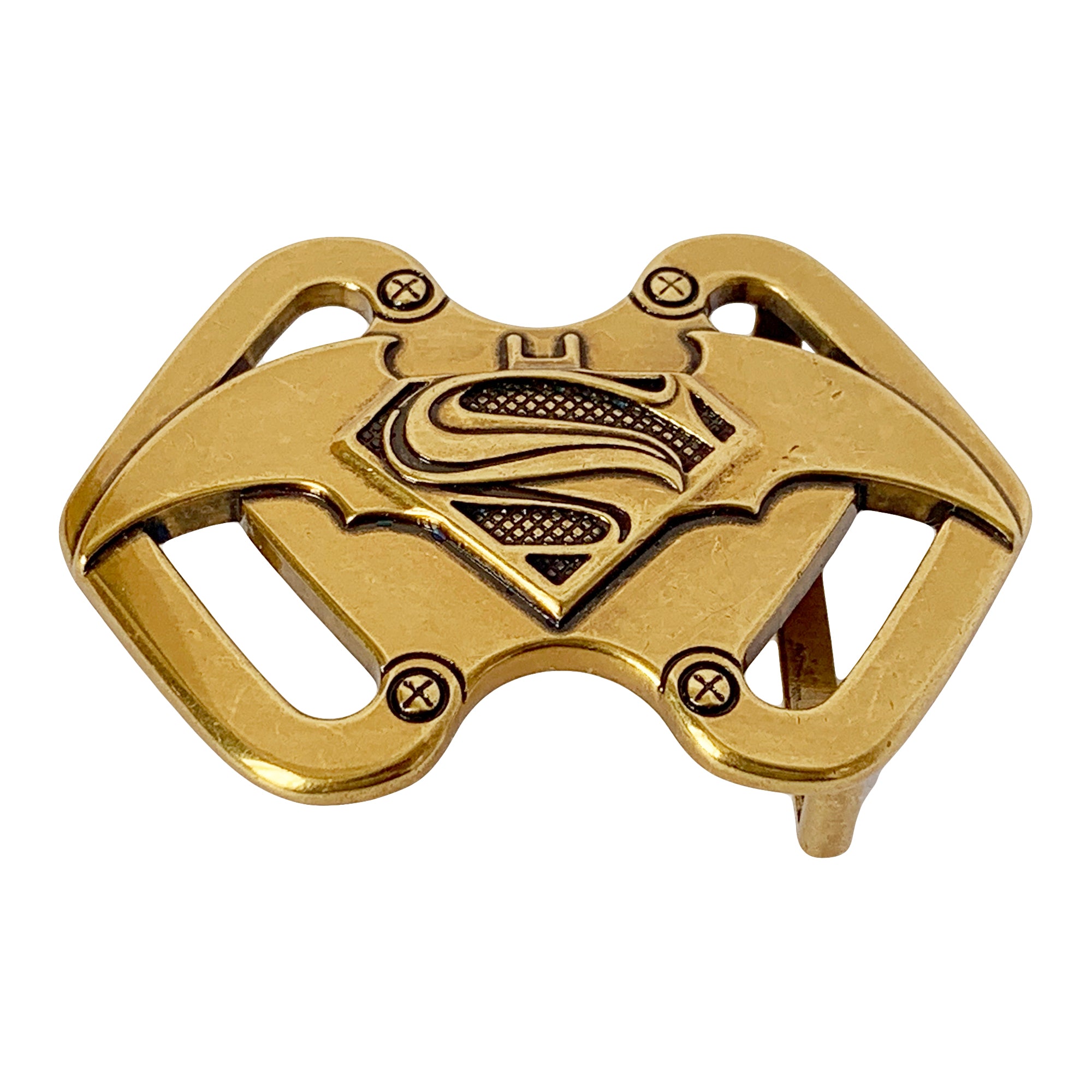 QHA Mens Antique Silver Batman Superman Hybrid Belt Buckle Fits 38mm Belts B17