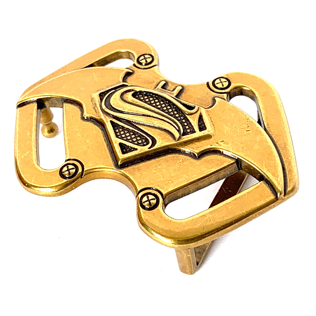 QHA Mens Antique Silver Batman Superman Hybrid Belt Buckle Fits 38mm Belts B17
