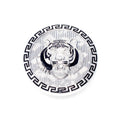 QHA Silver Tiger Head Round Belt Buckle, Black Greek Key Border Fits 38mm B20 - QHA UK