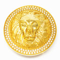 QHA Unisex Gold Lion Head Round Belt Buckle with Crystal Border Fits 38mm B22 - QHA UK