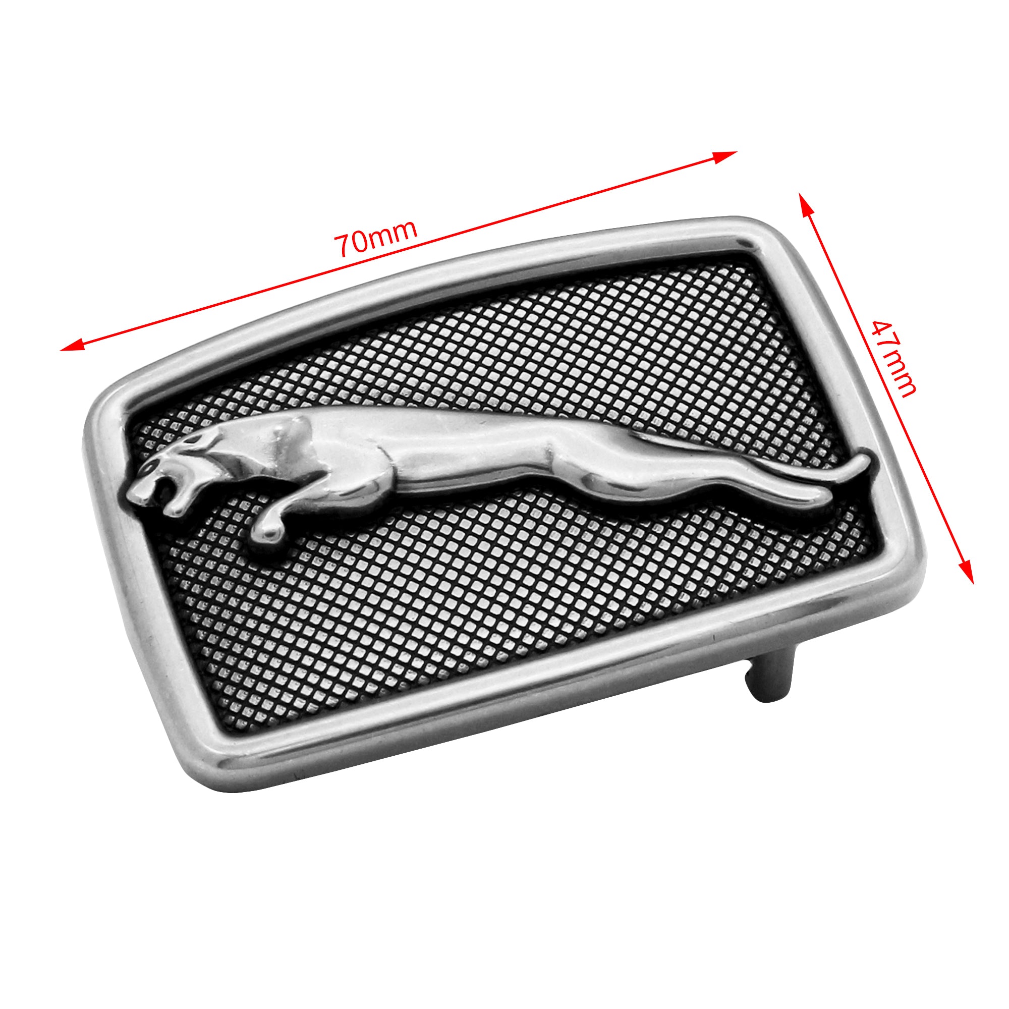 QHA Mens Silver Leopard Belt Buckle, Greek Key Border Fits 38mm B24