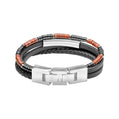 Fred Bennett Red Jasper and Onyx Multi- Layer Leather Bracelet