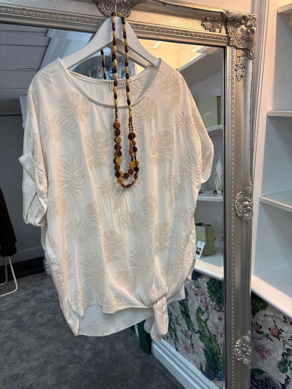 Ivory Embroidered Top with Necklace – One Size Fits UK 8–14 | Luxtyle