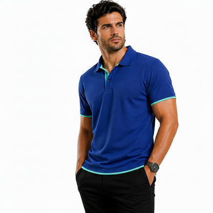 QHA Men's Unisex Piqué Polo Shirt Cotton Blend Contrast Collar 11 Colours S–2XL