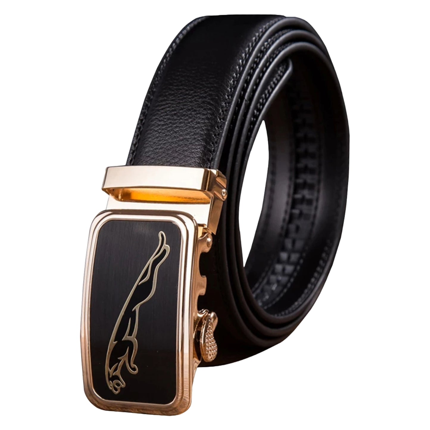 QHA Mens Ratchet Leather Belt Automatic Buckle 35mm Wide Q64