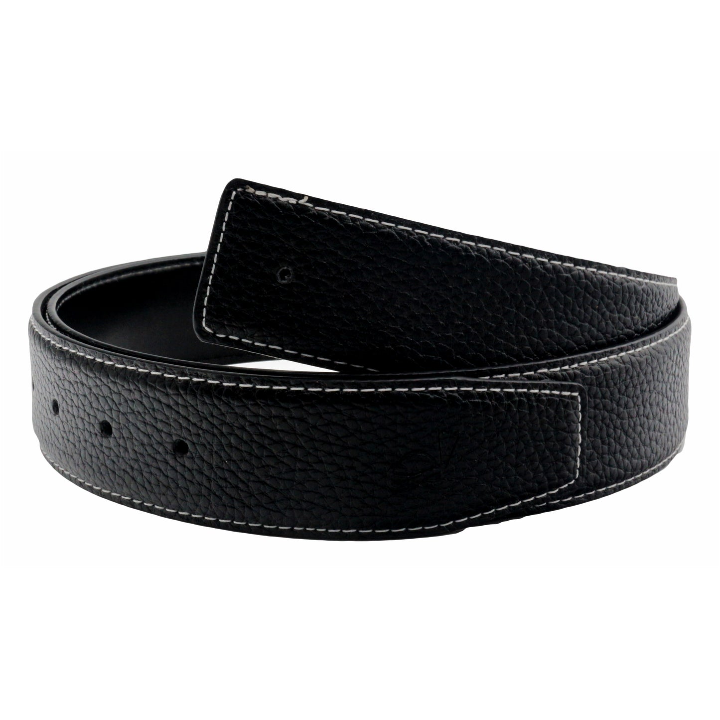 Black leather belt on a white background