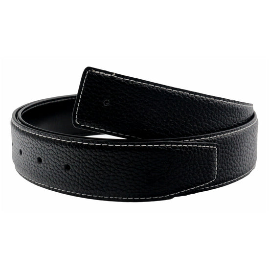 Black leather belt on a white background
