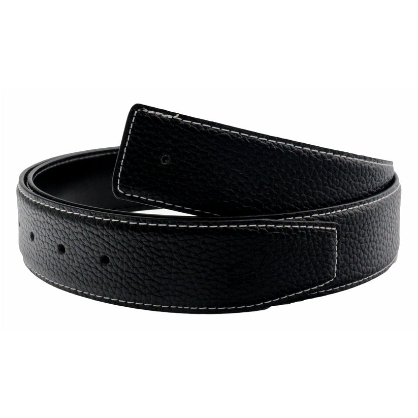 Black leather belt on a white background