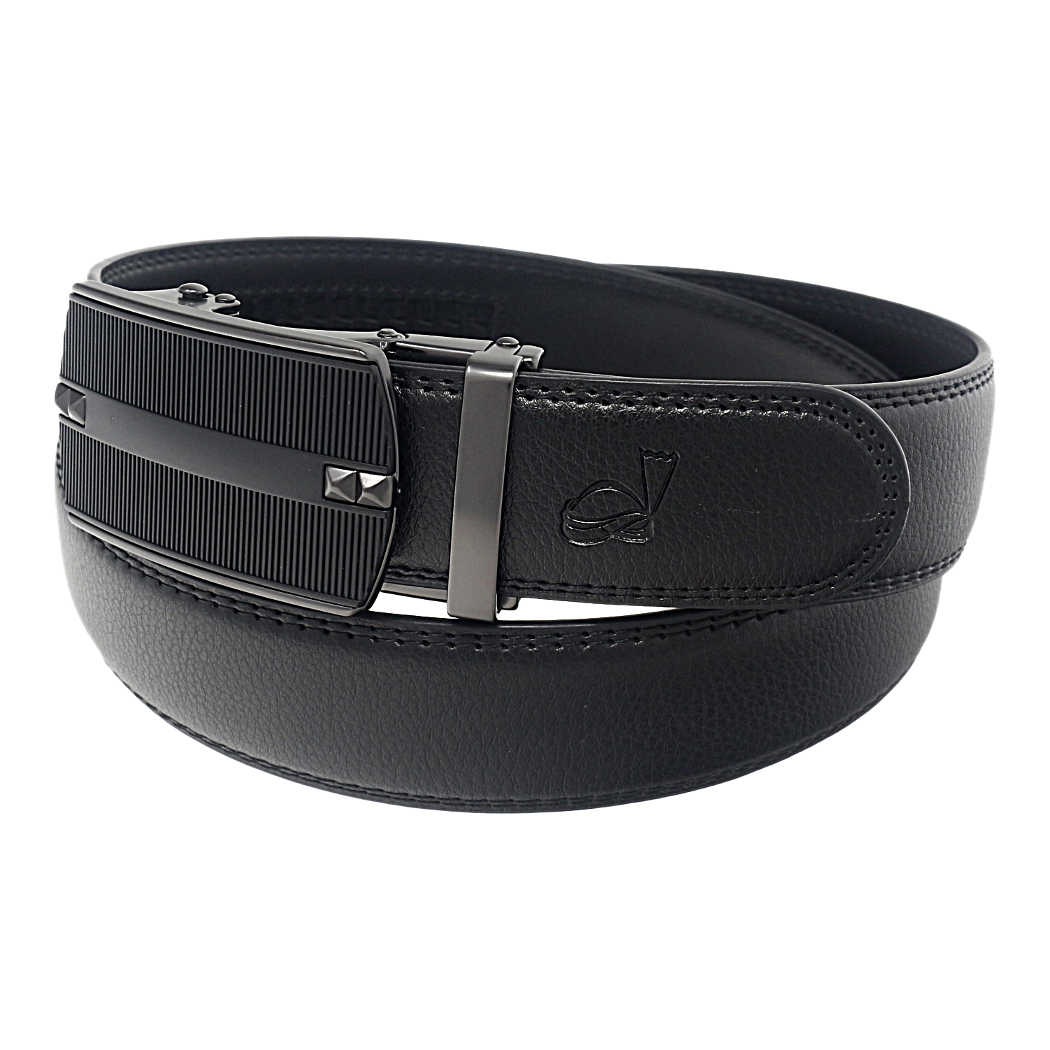 QHA Mens Leather Ratchet Belt Automatic Sliding Buckle Smart Casual Q73