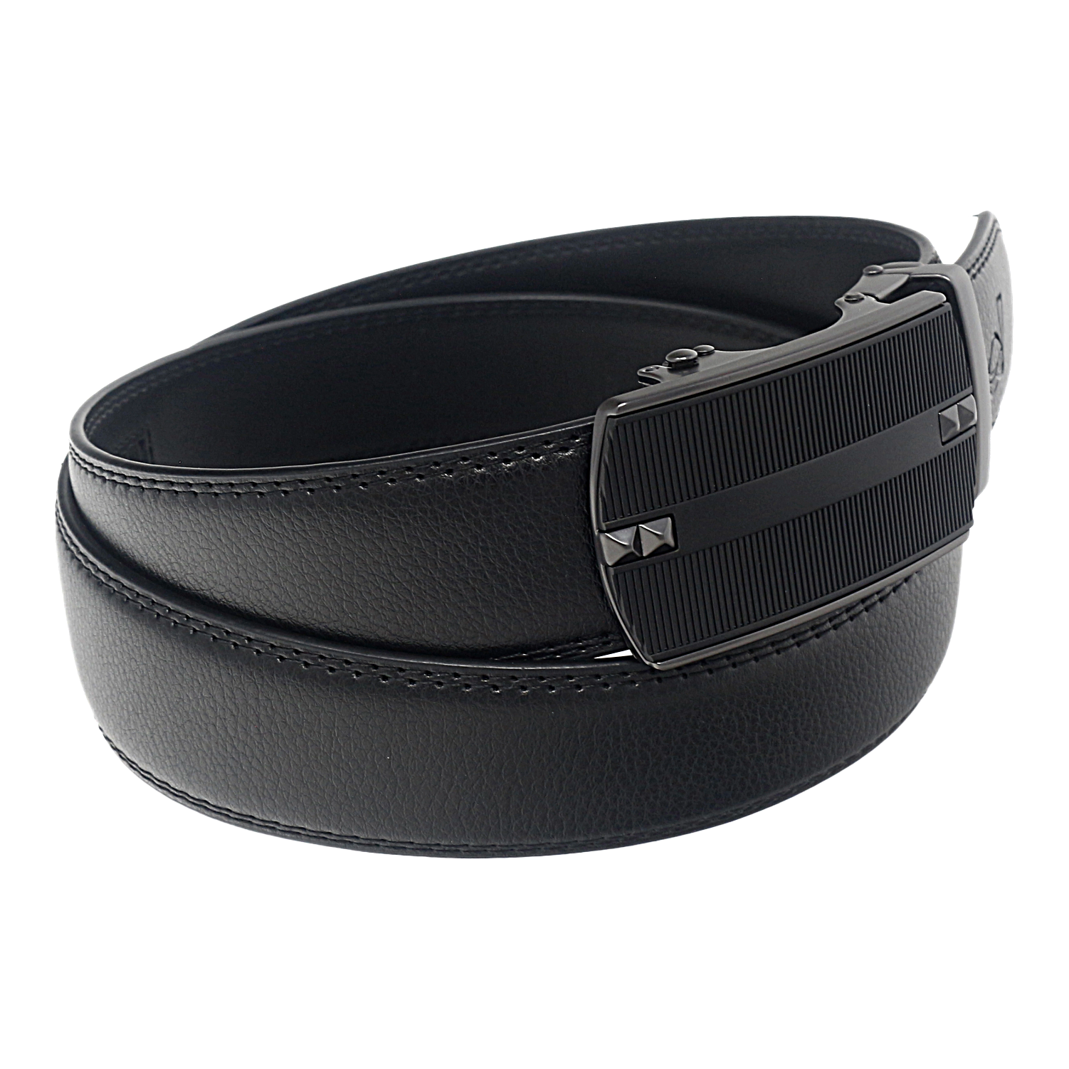 QHA Mens Leather Ratchet Belt Automatic Sliding Buckle Smart Casual Q73