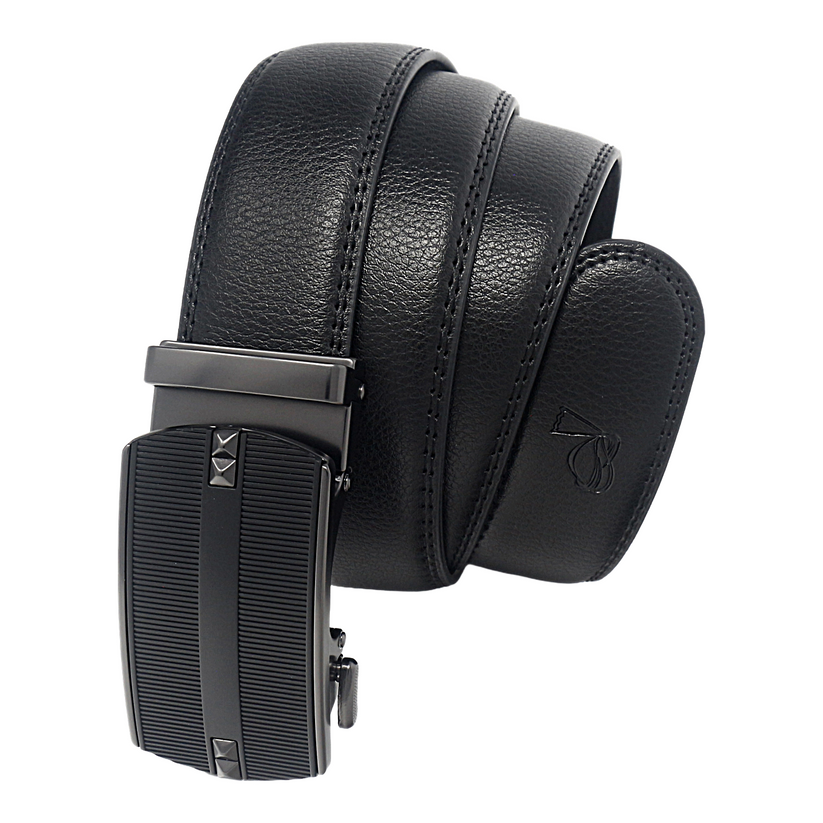 QHA Mens Leather Ratchet Belt Automatic Sliding Buckle Smart Casual Q73 - QHA UK