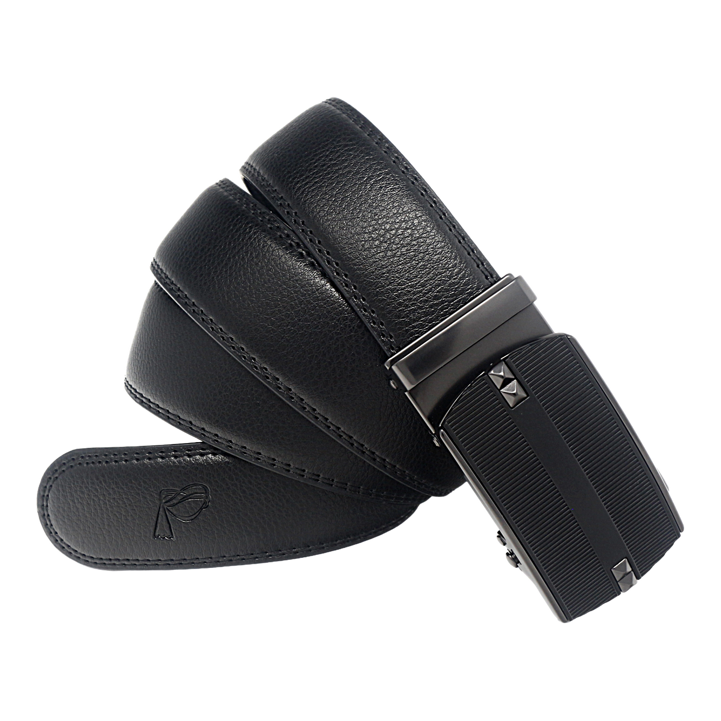QHA Mens Leather Ratchet Belt Automatic Sliding Buckle Smart Casual Q73 - QHA UK