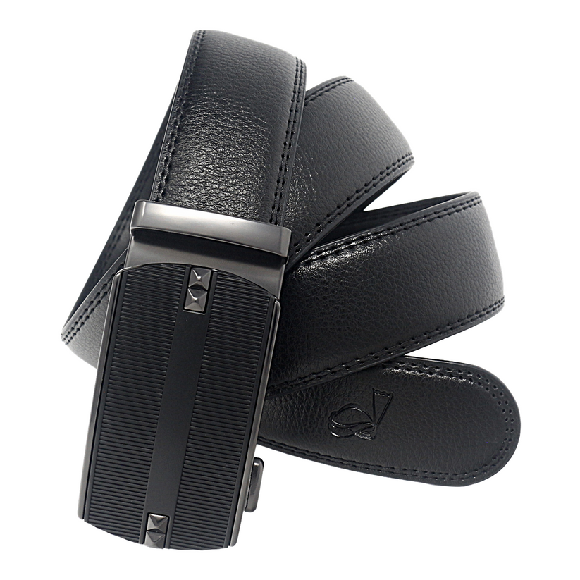 QHA Mens Leather Ratchet Belt Automatic Sliding Buckle Smart Casual Q73 - QHA UK