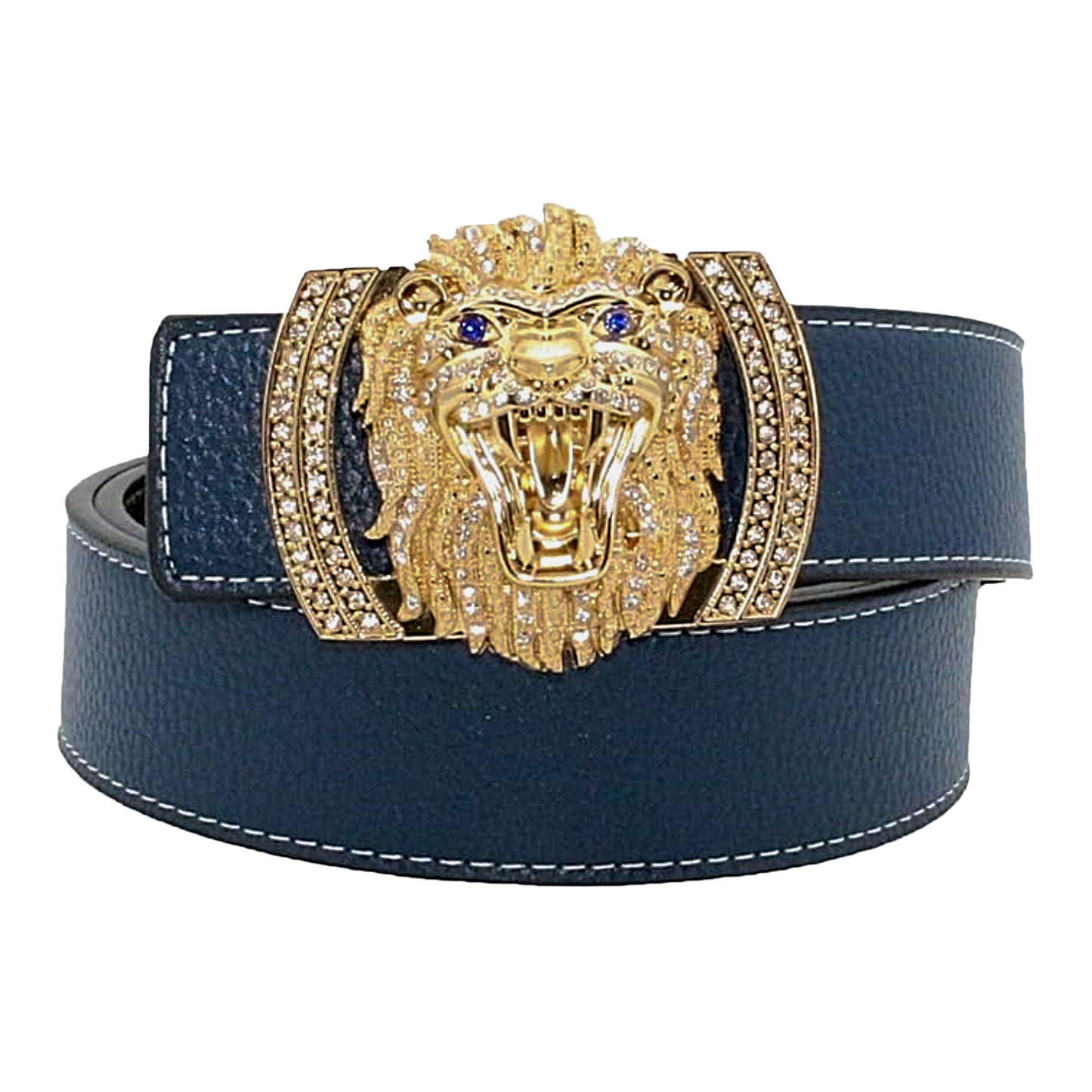 QHA Men's Designer Lion Buckle Leather Belt – 38mm, Statement Waist Belt Q3-01 - additional view 20