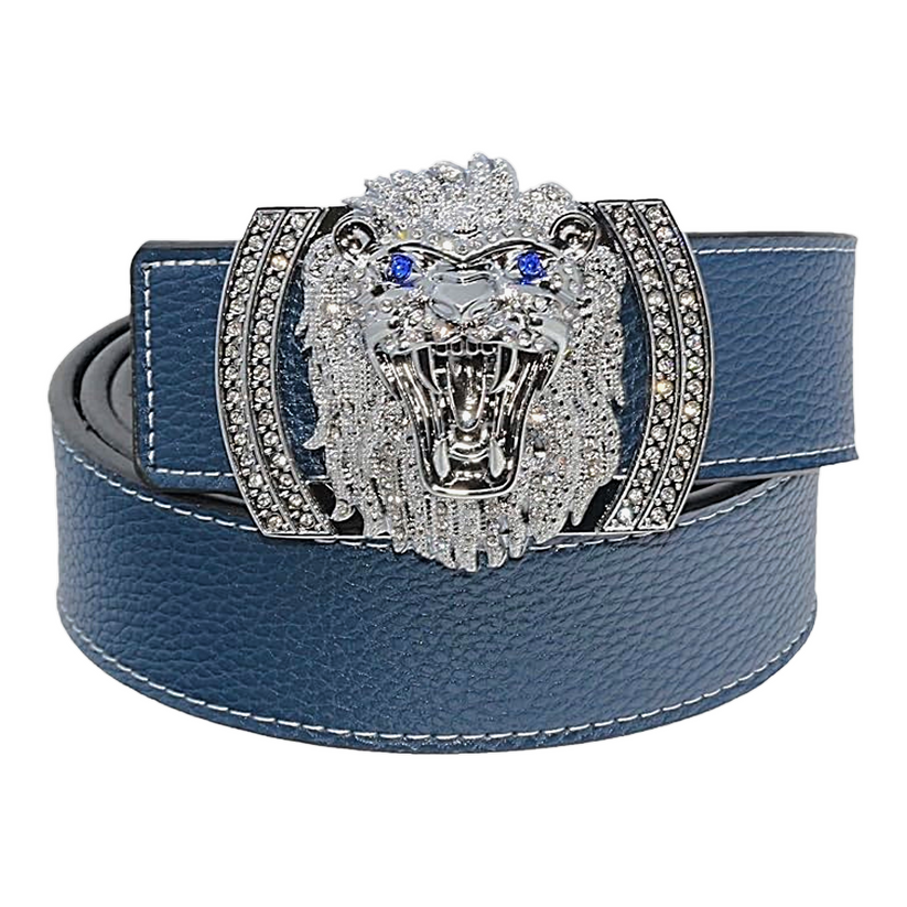 QHA Men's Designer Lion Buckle Leather Belt – 38mm, Statement Waist Belt Q3-01 - additional view 21