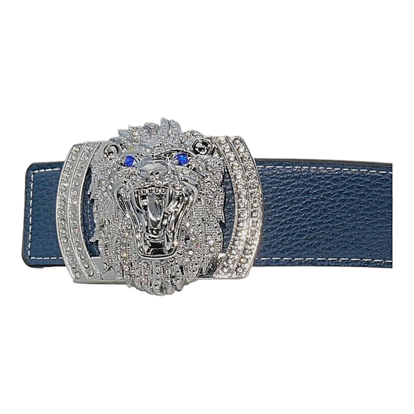 QHA Men's Designer Lion Buckle Leather Belt – 38mm, Statement Waist Belt Q3-01 - additional view 32