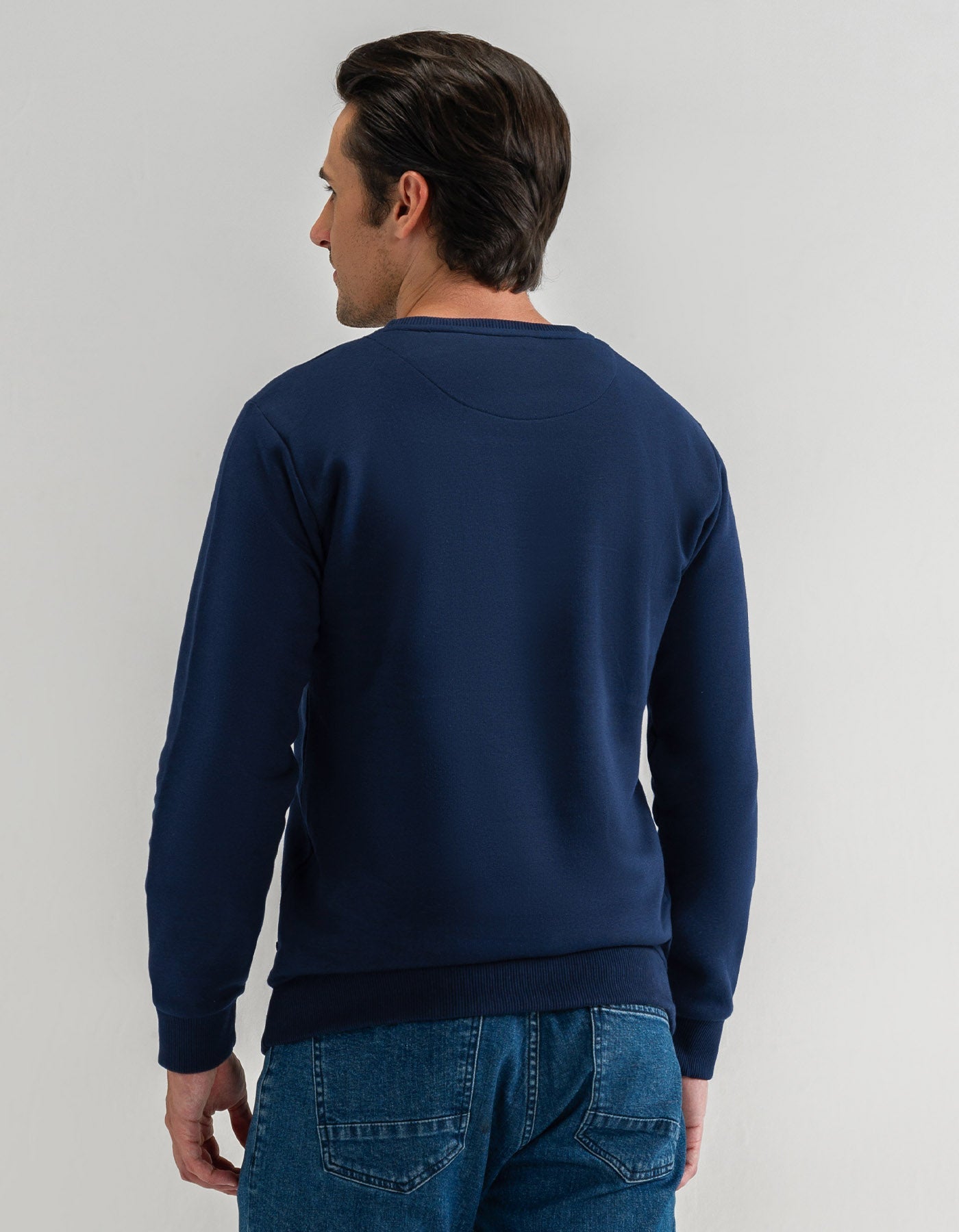 Modern Panelled Navy Fleece Sweatshirt