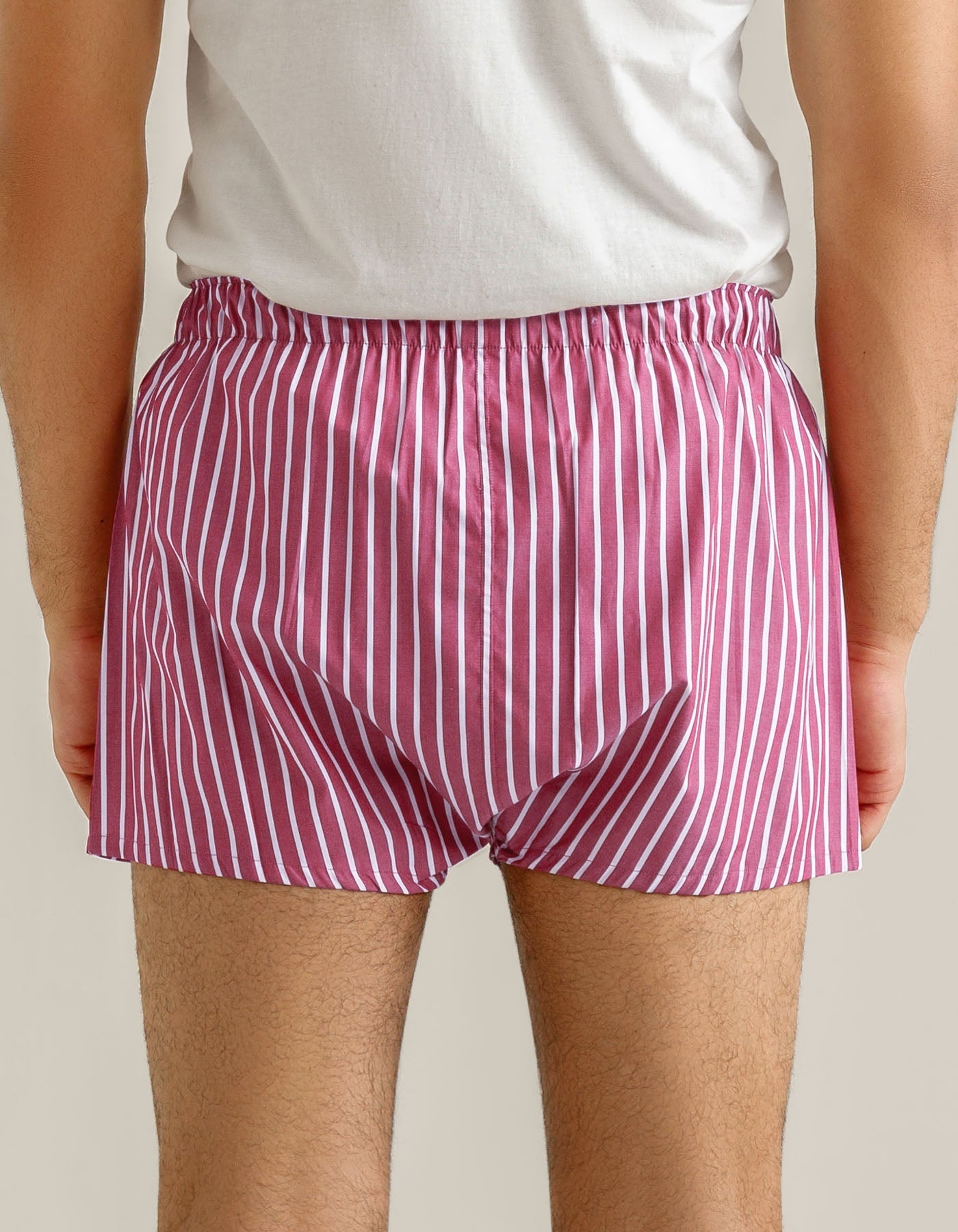 Maroon and White Striped Woven Boxer Short